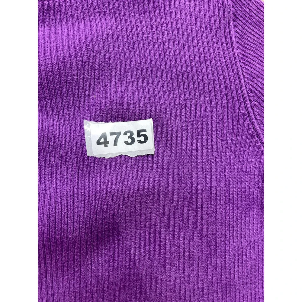 Lauren Ralph Lauren Womens Purple‎ Ribbed Mock Neck Cotton Knit Sweater Size M